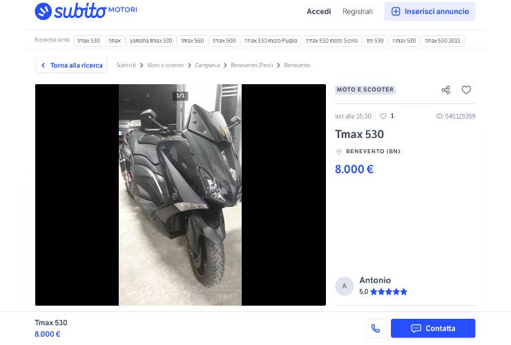 T-Max Yamaha usato a prezzo allettante