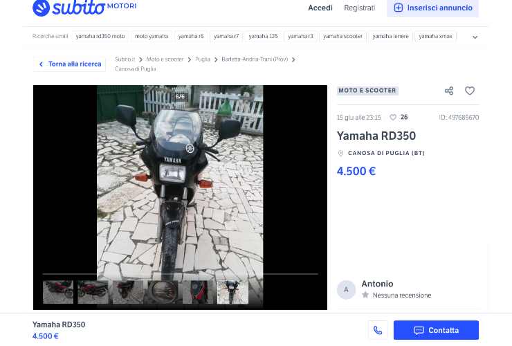 Yamaha RD350 in vendita