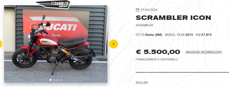 Ducati Scrambler Icon prezzo occasione moto usata Vespa