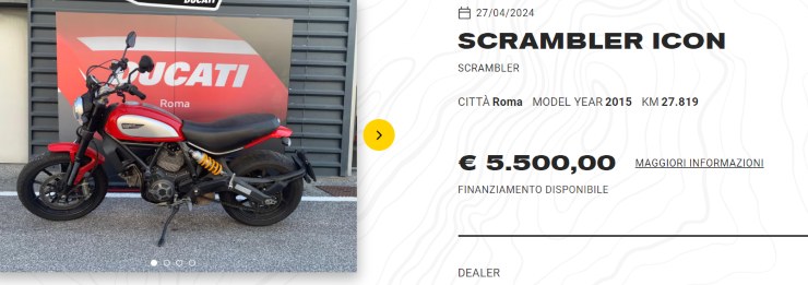 Ducati Scrambler Icon occasione prezzo usato vantaggio