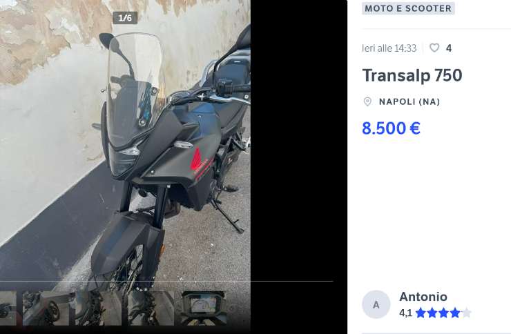 Honda Transalp 350 prezzo usata