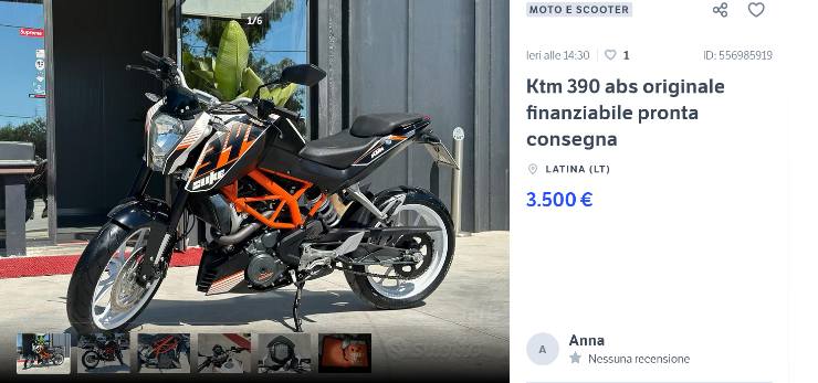 KTM 390 prezzo record