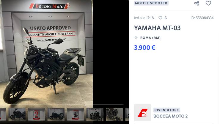 Yamaha MT-03 usata prezzo