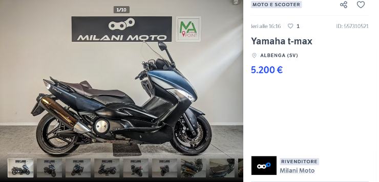 Yamaha T-Max usato prezzo