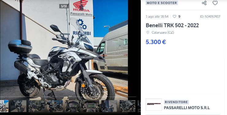 Benelli TRK 502 prezzo record