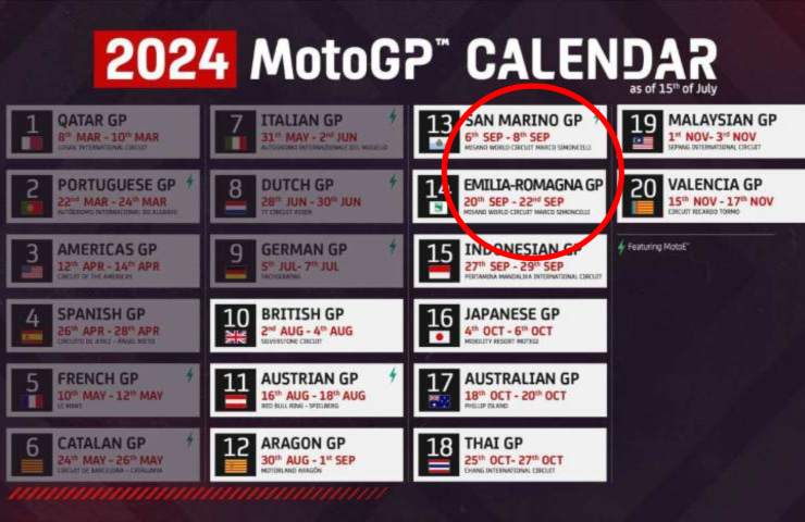 Calendario MotoGP 2024 perché il GP del Kazakistan è stato cancellato, si corre due volte a Misano