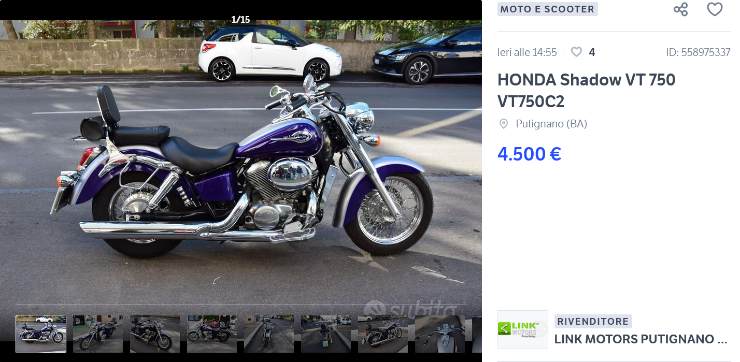 Honda Shadow VT prezzo occasione