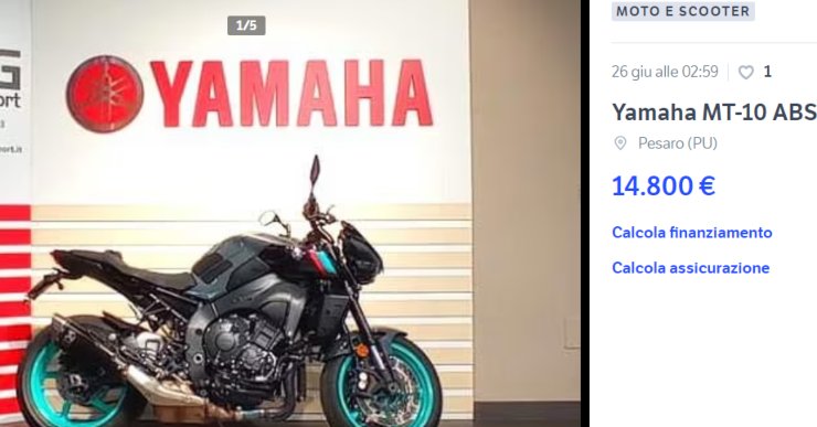 Yamaha MT10 moto usata