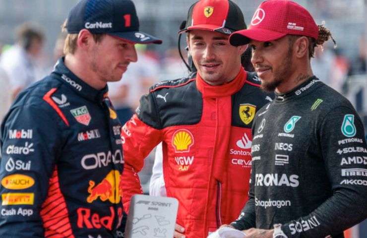 I piloti Verstappen Hamilton e Leclerc